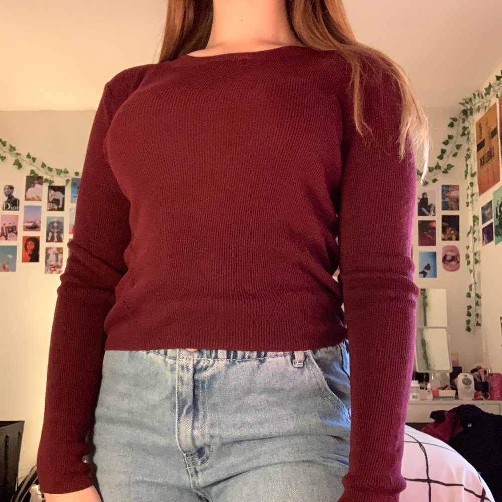 thin red sweater